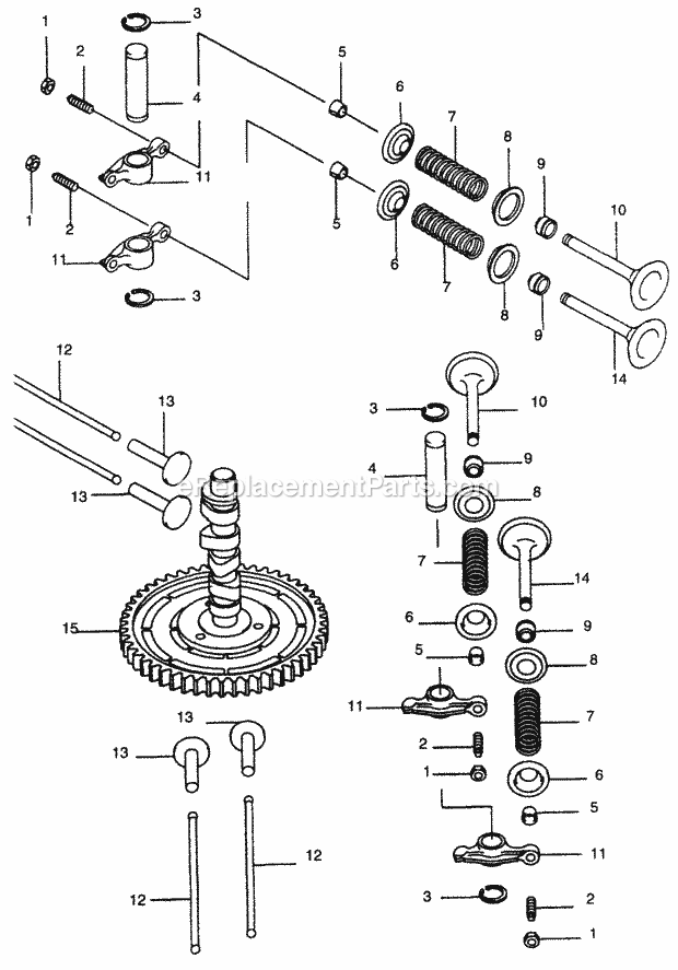 18 Hp Valve/Camshaft Diagram and Parts List for Z54L 53AC365K100 Cub Cadet Lawn Mower